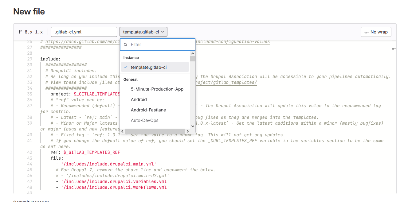 Add GitLab CI default file